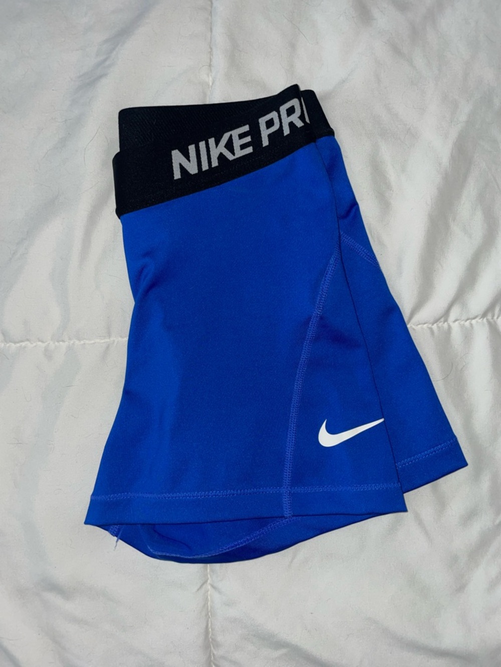 Nike Blue Compression Athletic Shorts with Black Waistband